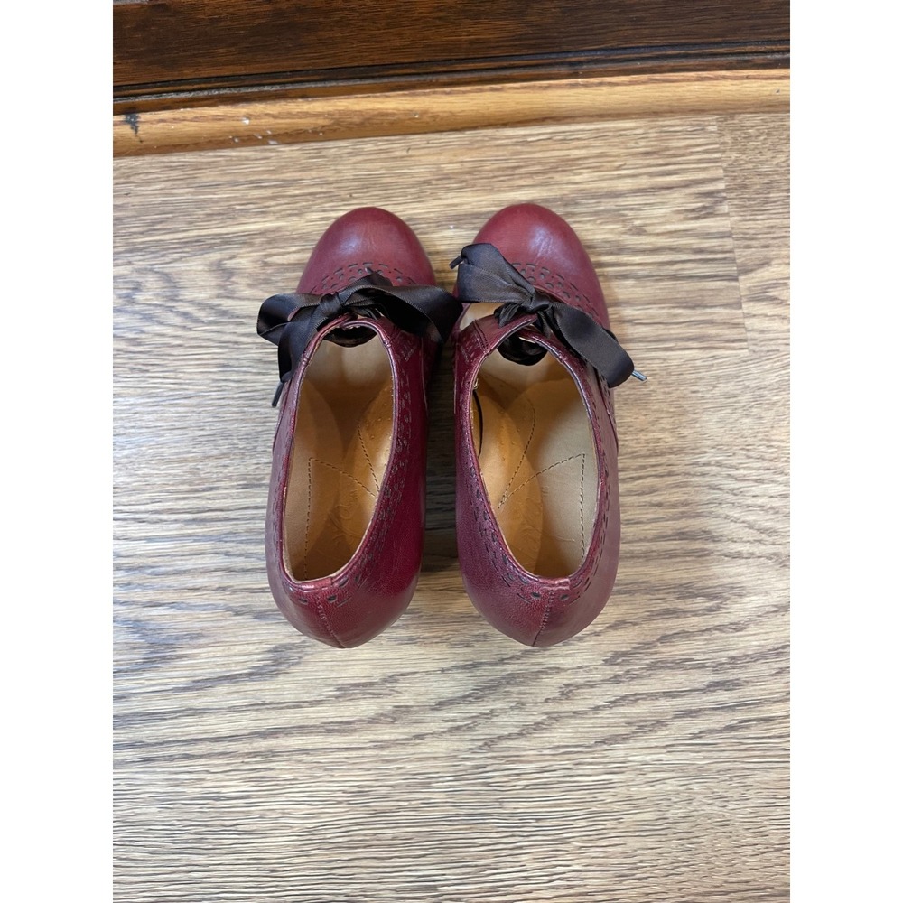 Naya Jada Oxford Heels Womens 6M Burgundy Excellent Leather Ribbon Lace Brogue - Picture 4 of 10